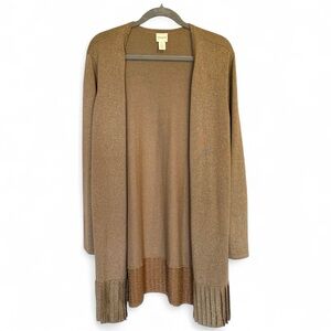 Chico’s Gold Metallic Pleated Lurex Cardigan-Chico’s Size 2- US Size 12/Large